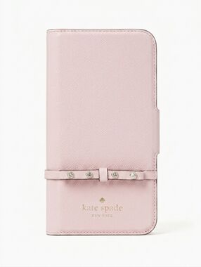 kate spade Jeweled Bow Wrap Folio iPhone Case In Pink Blush~Like New